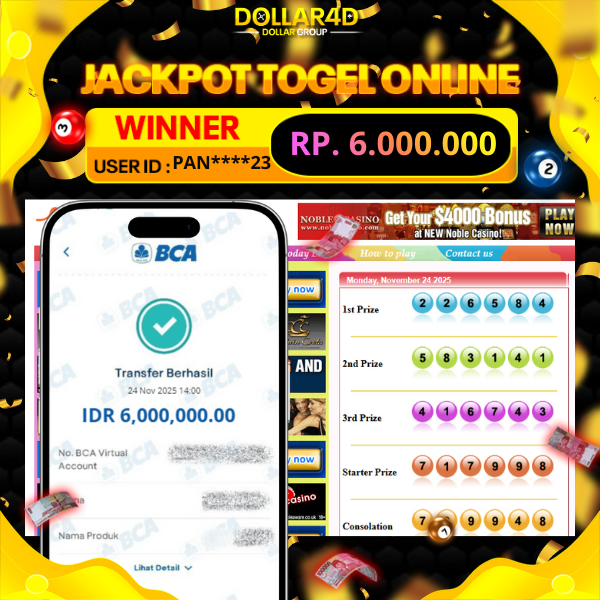 BUKTI JACKPOT SYDNEY POOLS 24/11/2025