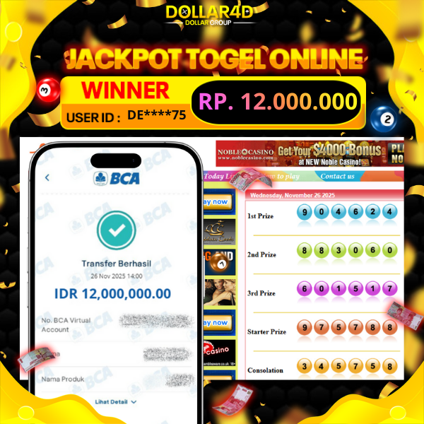 BUKTI JACKPOT SYDNEY POOLS 26/11/2025